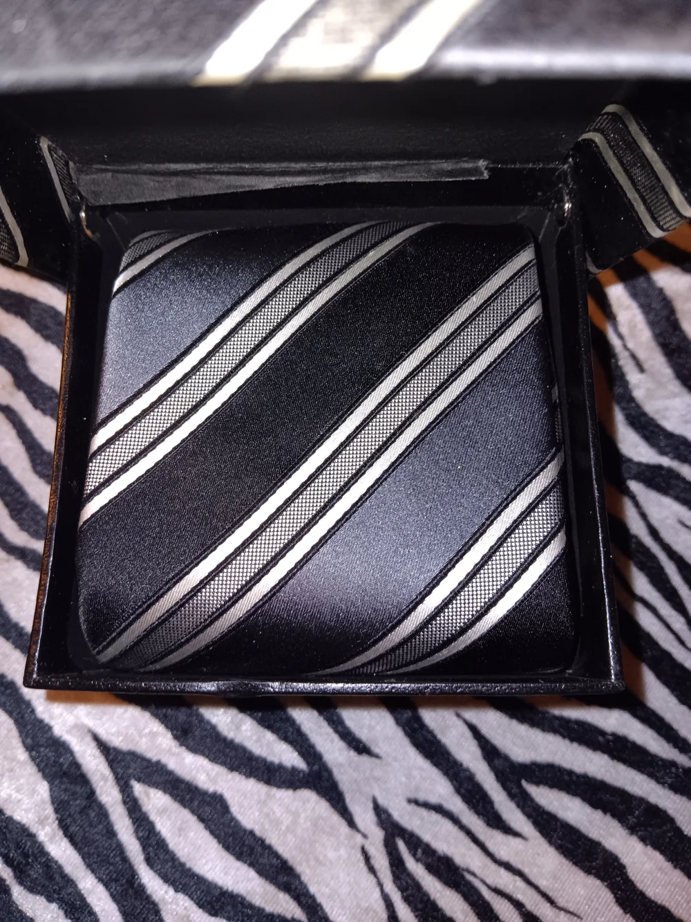 Black & Ivory Striped Tie